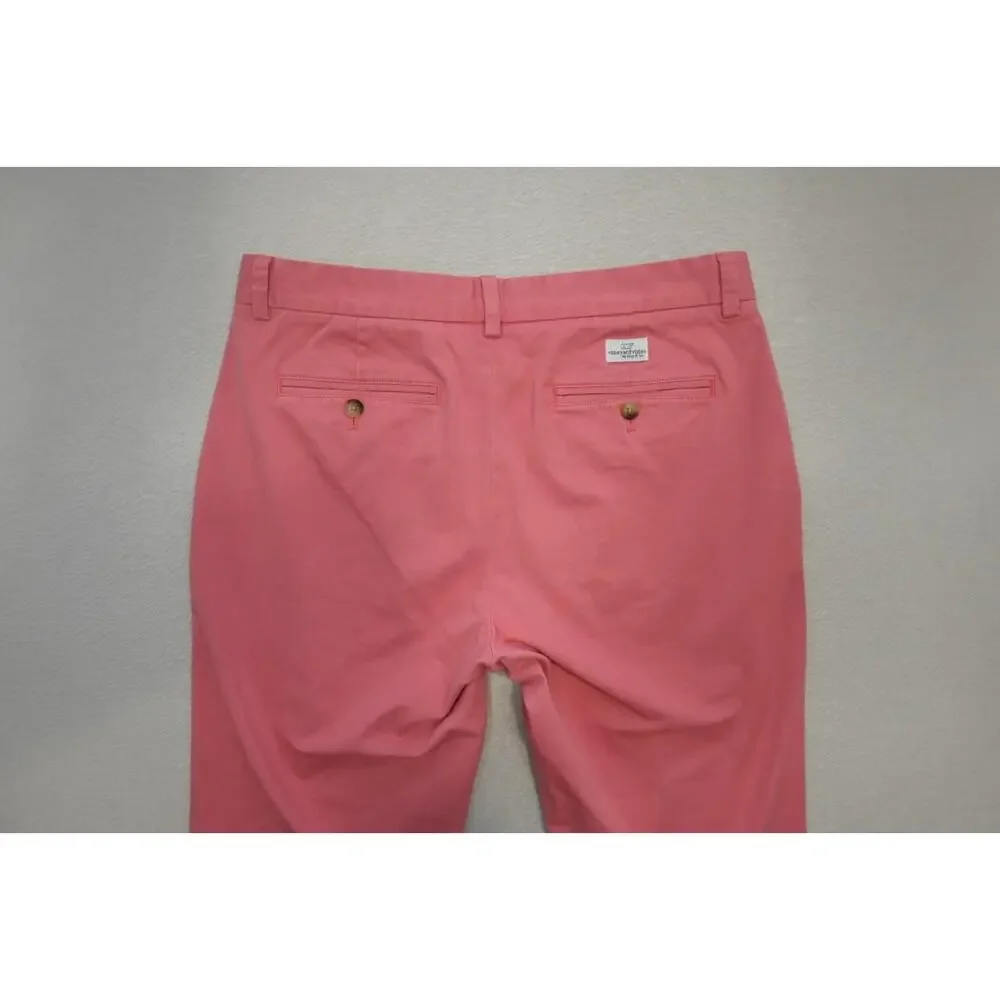 Vineyard Vines Khaki Chino Breaker Pants Stretch Pink Flat Mens Sz‎ 32 x 32